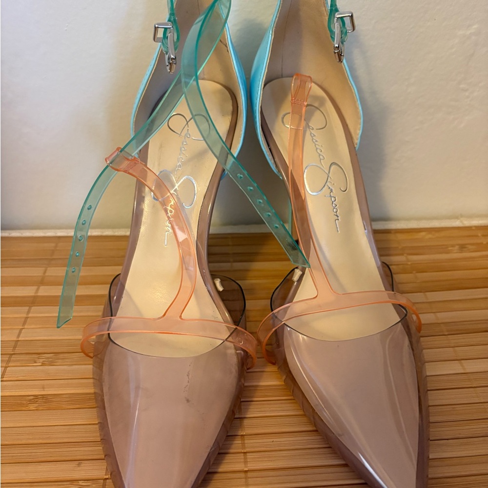 Jessica Simpson Colorblock PVC Heels 6.5